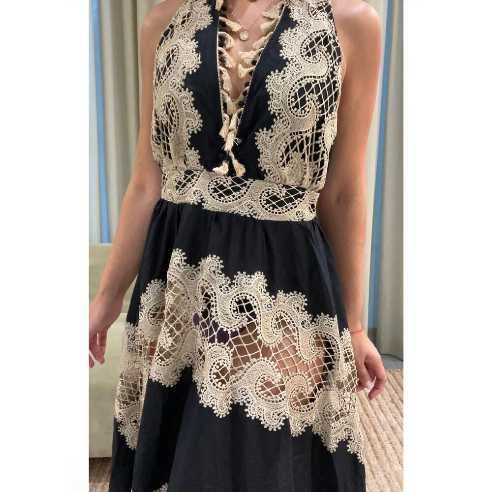Antica Sartoria black & gold maxi dress